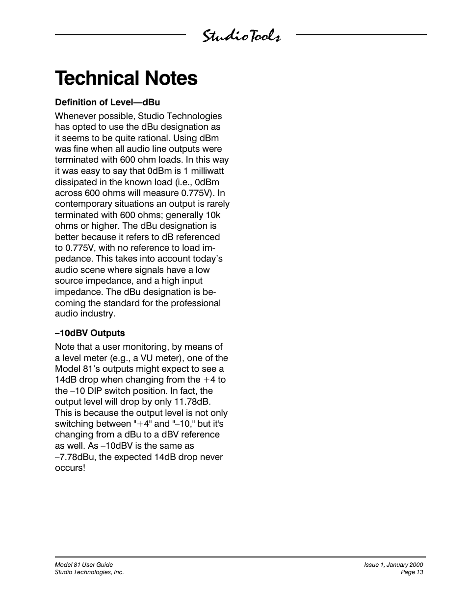 Studio Technologies 81 User Manual | Page 13 / 15