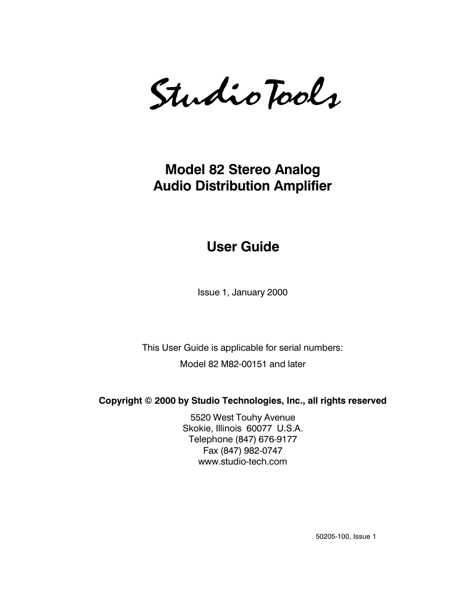 Studio Technologies 82 User Manual | 15 pages