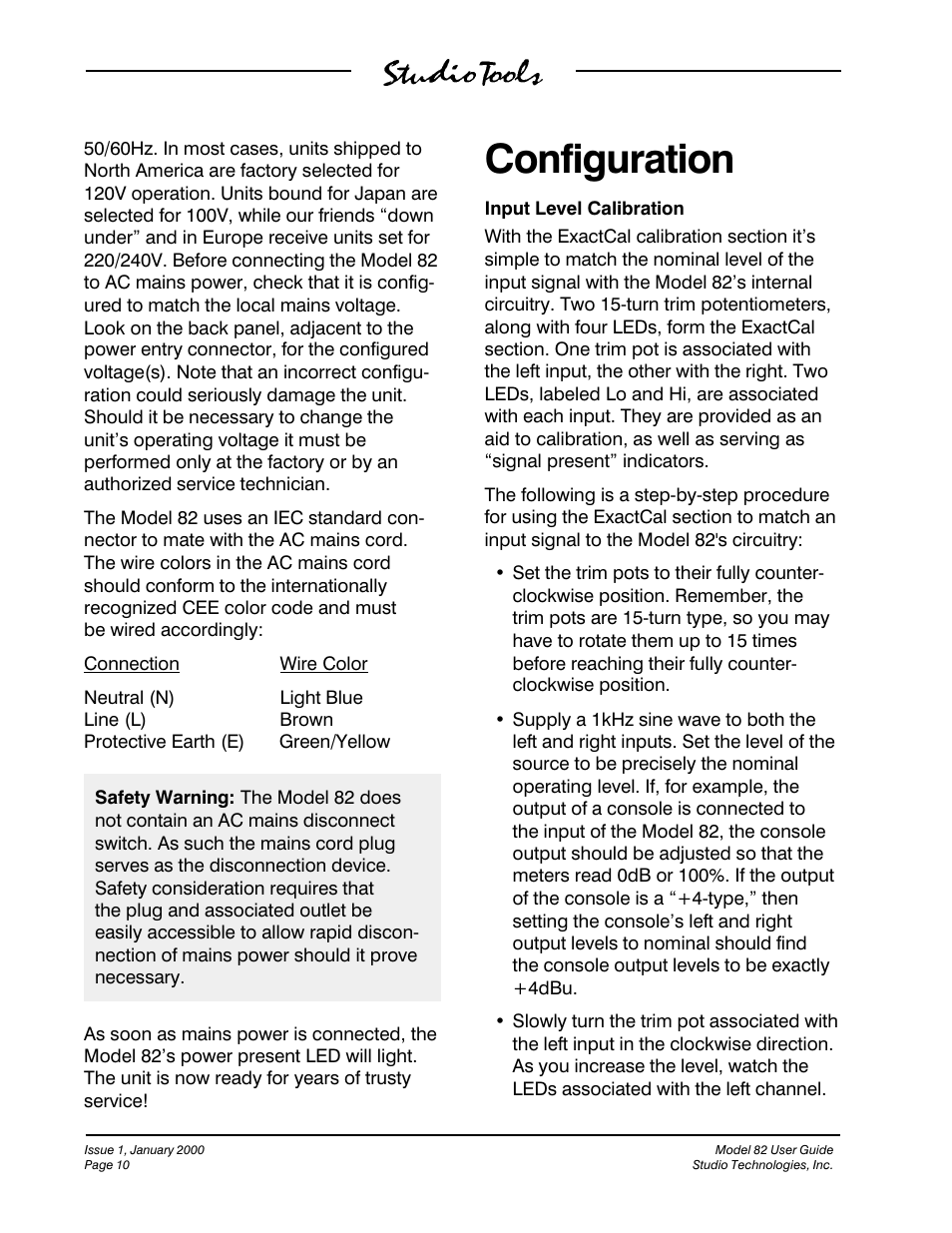 Configuration | Studio Technologies 82 User Manual | Page 10 / 15