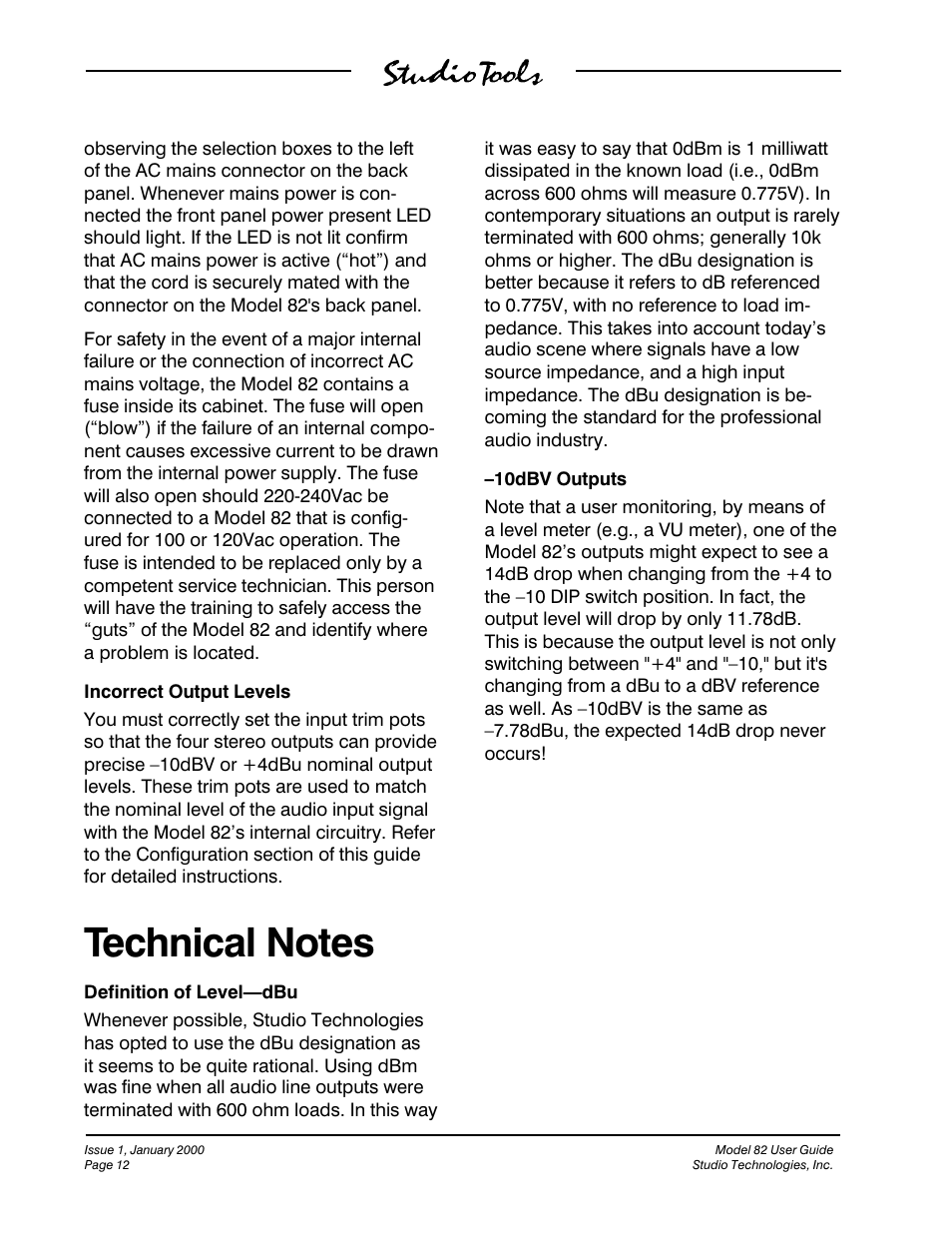 Studio Technologies 82 User Manual | Page 12 / 15