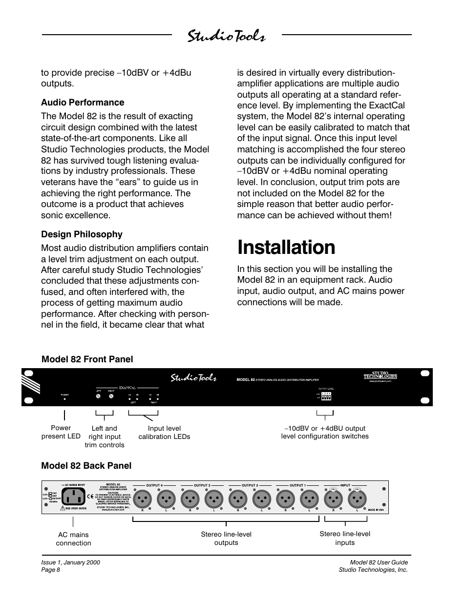 Installation | Studio Technologies 82 User Manual | Page 8 / 15
