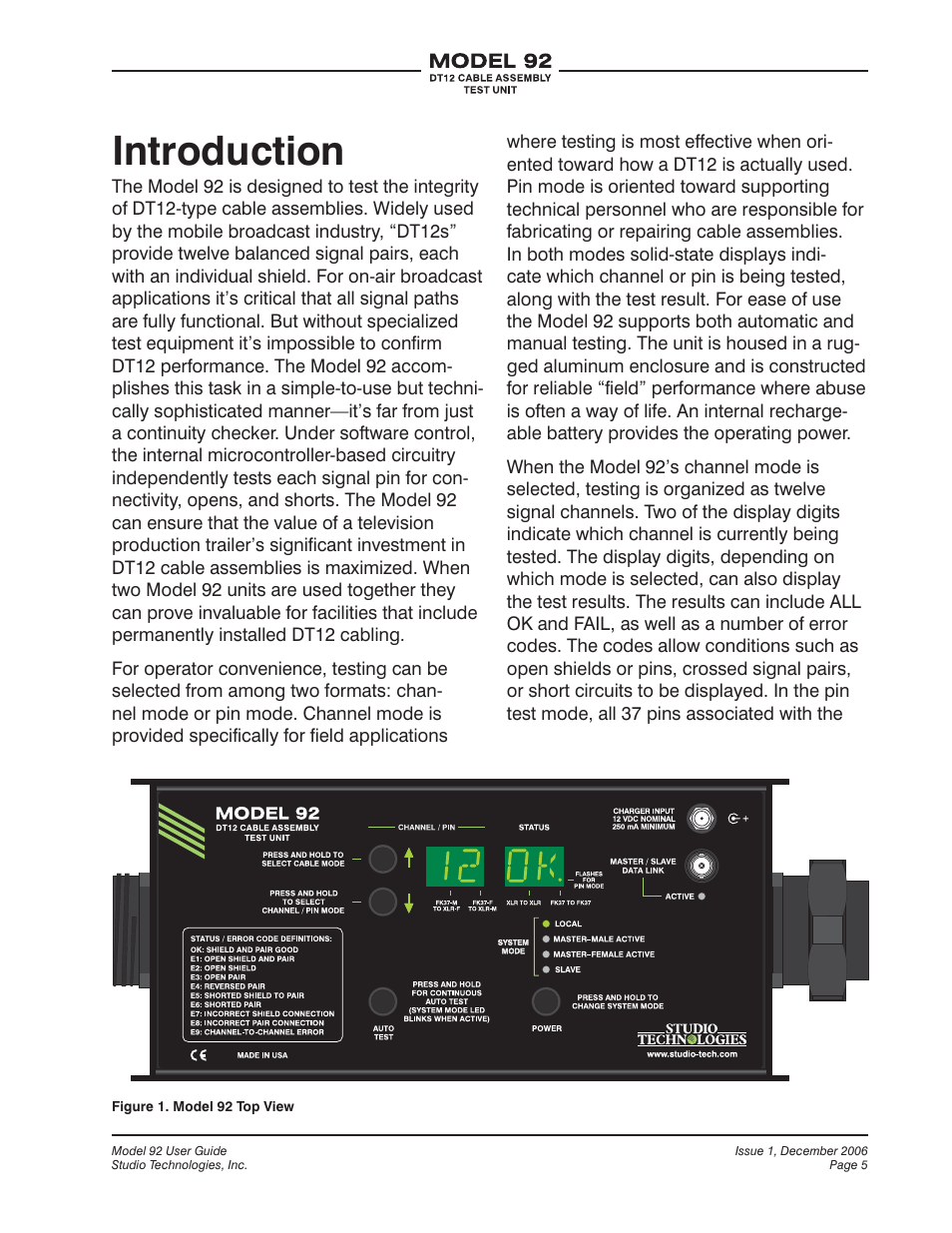 Introduction | Studio Technologies 92 User Manual | Page 5 / 23