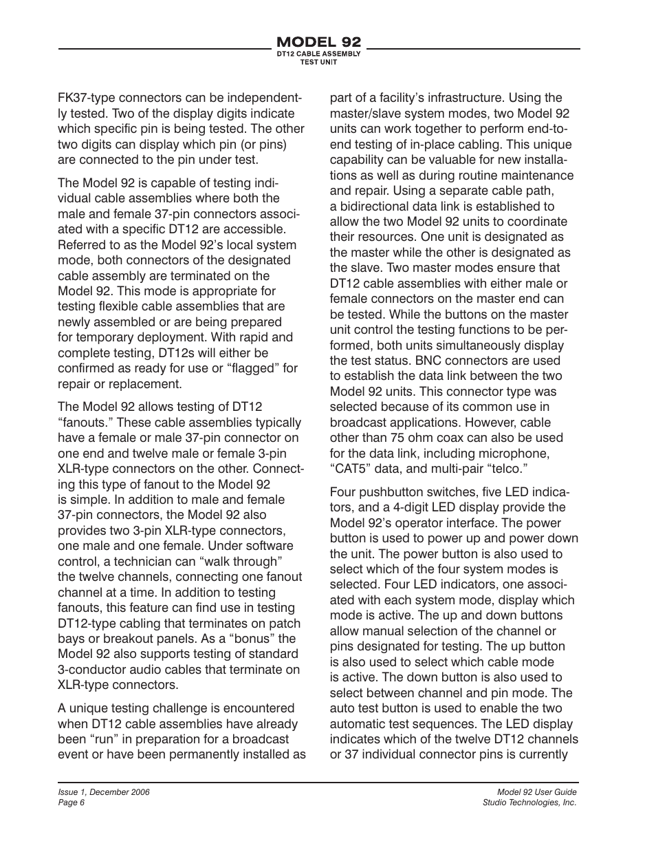 Studio Technologies 92 User Manual | Page 6 / 23