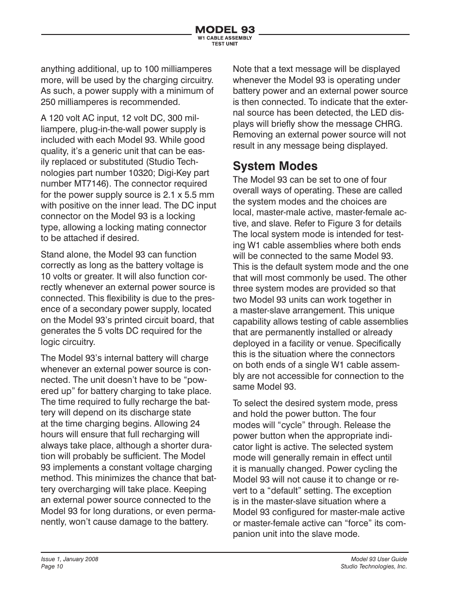 System modes | Studio Technologies 93 User Manual | Page 10 / 23