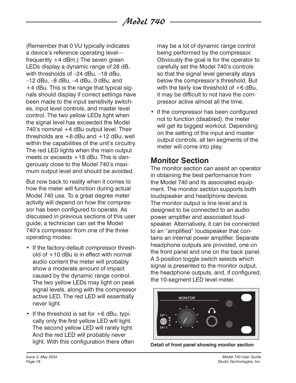 Model 740 | Studio Technologies 740 User Manual | Page 18 / 27