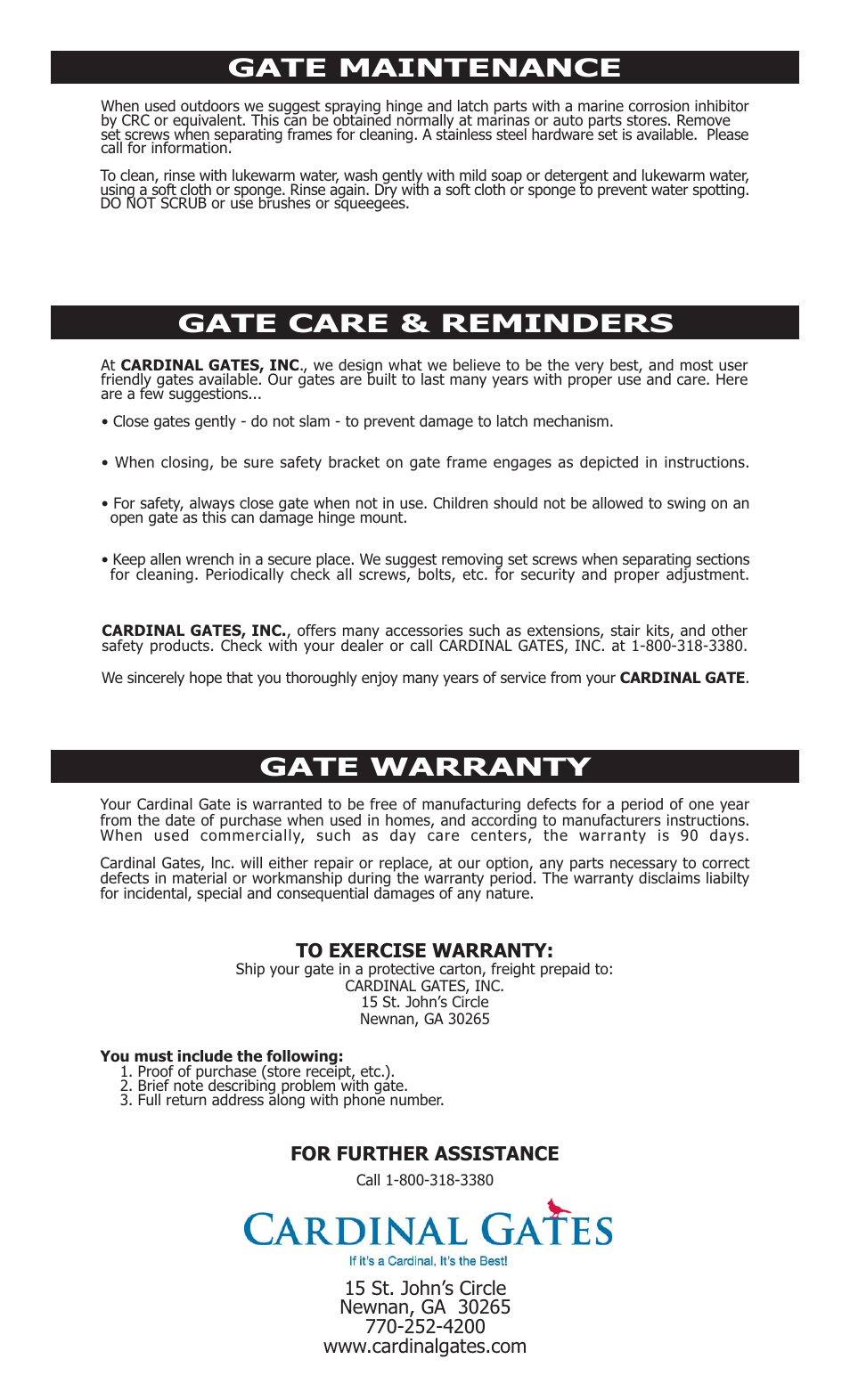Cardinal Gates door lock User Manual | Page 2 / 2