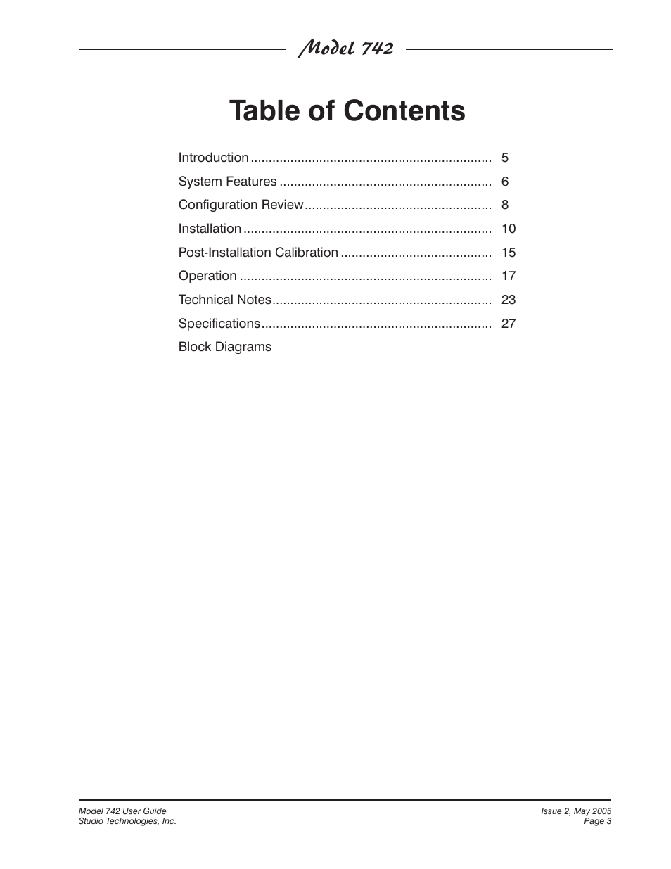 Studio Technologies 742 2005 User Manual | Page 3 / 31