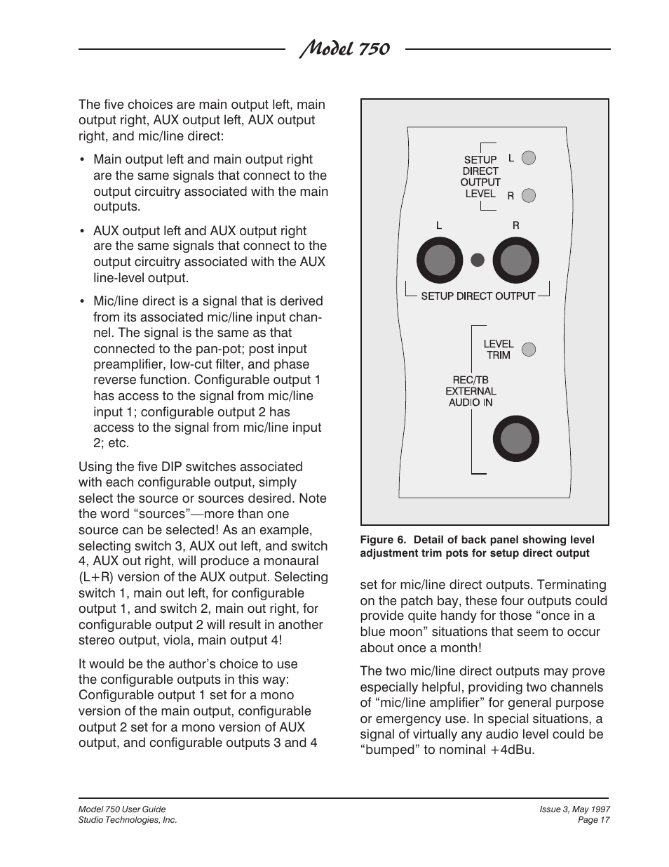 Model 750 | Studio Technologies 750 User Manual | Page 17 / 49