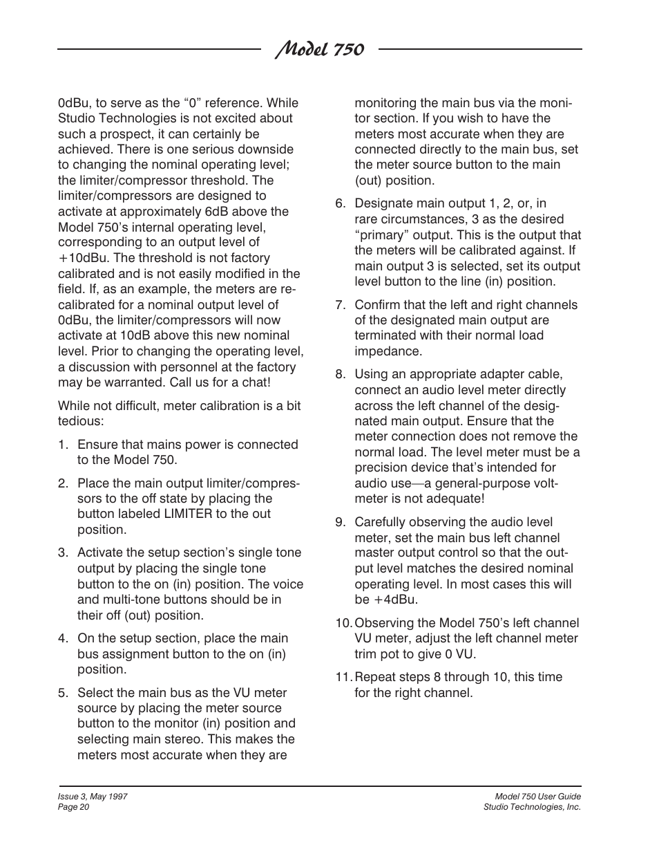 Model 750 | Studio Technologies 750 User Manual | Page 20 / 49