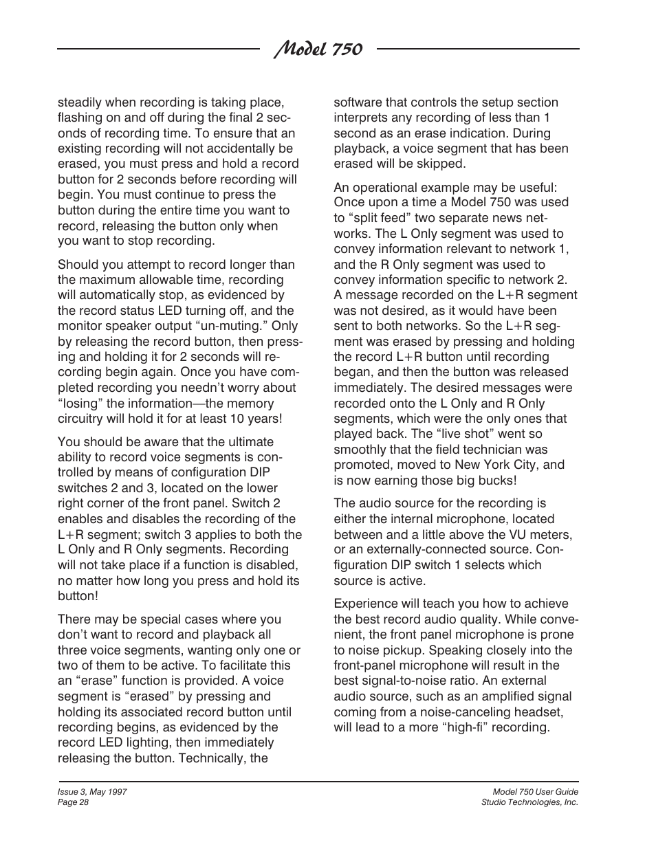 Model 750 | Studio Technologies 750 User Manual | Page 28 / 49