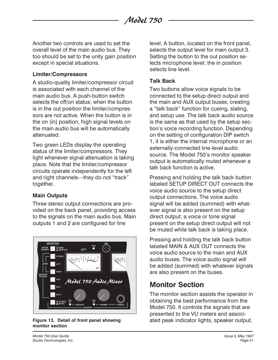 Model 750 | Studio Technologies 750 User Manual | Page 31 / 49