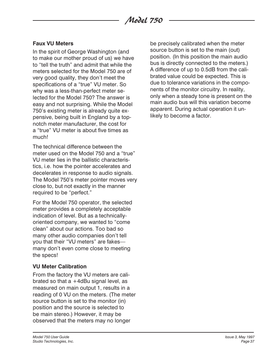 Model 750 | Studio Technologies 750 User Manual | Page 37 / 49