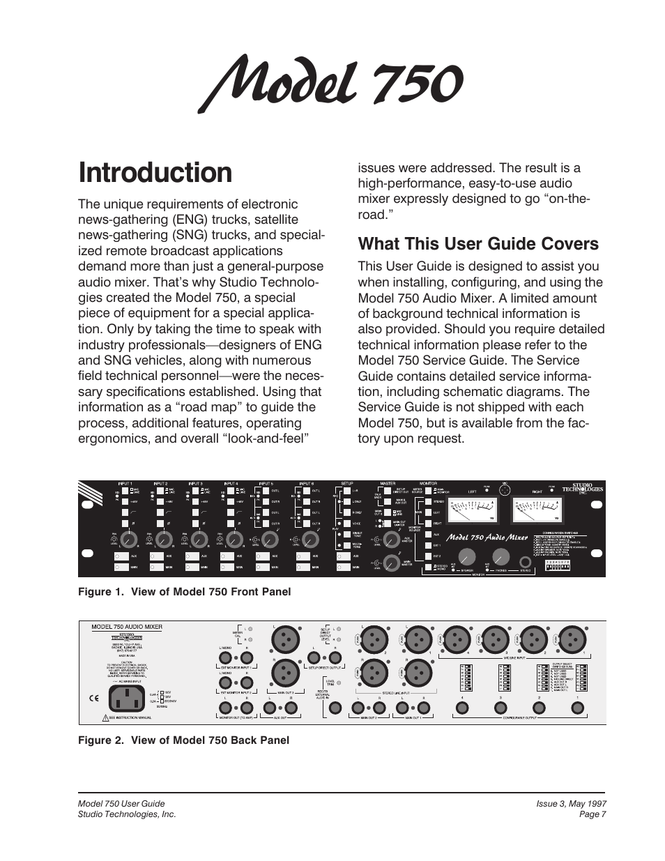 Introduction, Model 750, What this user guide covers | Studio Technologies 750 User Manual | Page 7 / 49