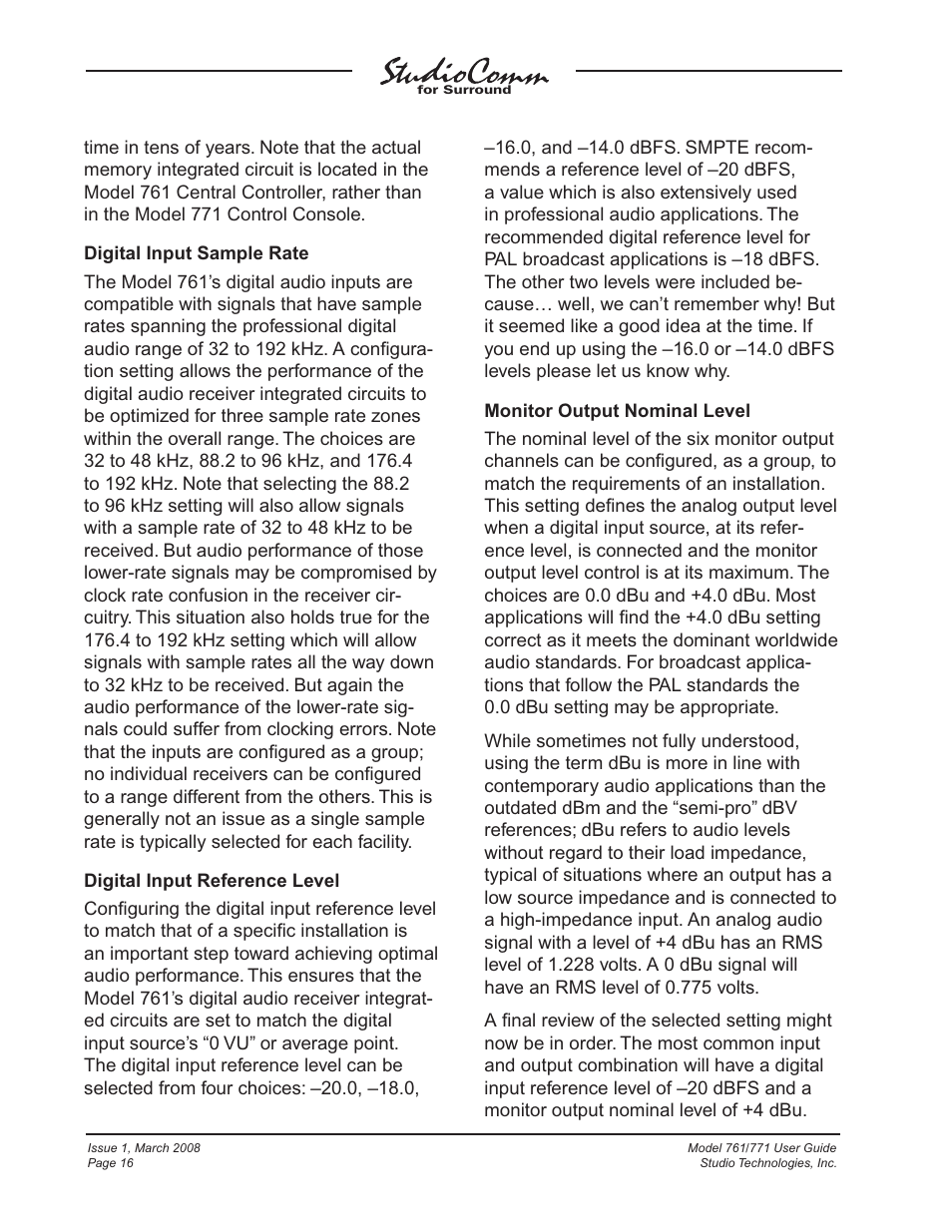 Studio Technologies 761 User Manual | Page 16 / 41