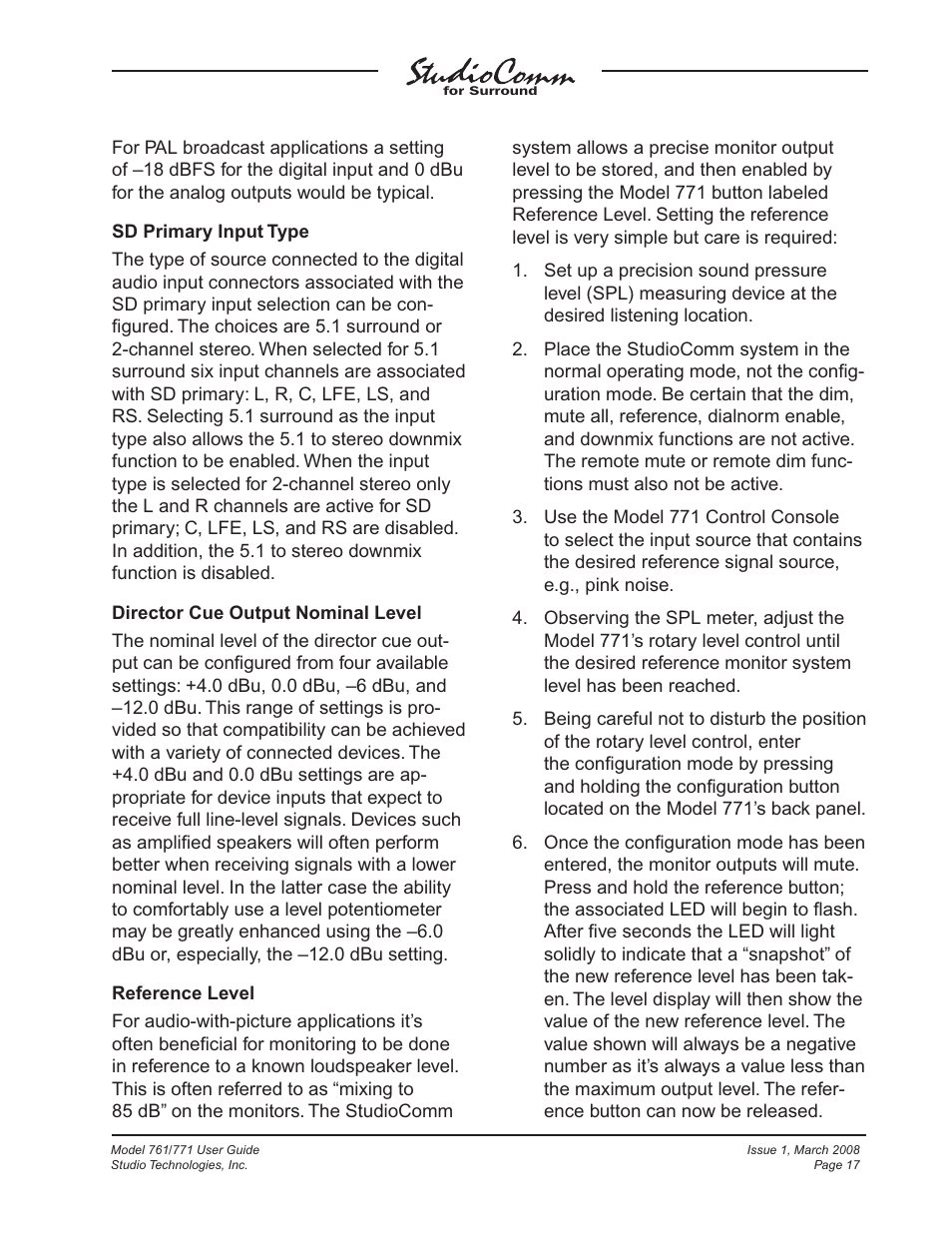 Studio Technologies 761 User Manual | Page 17 / 41