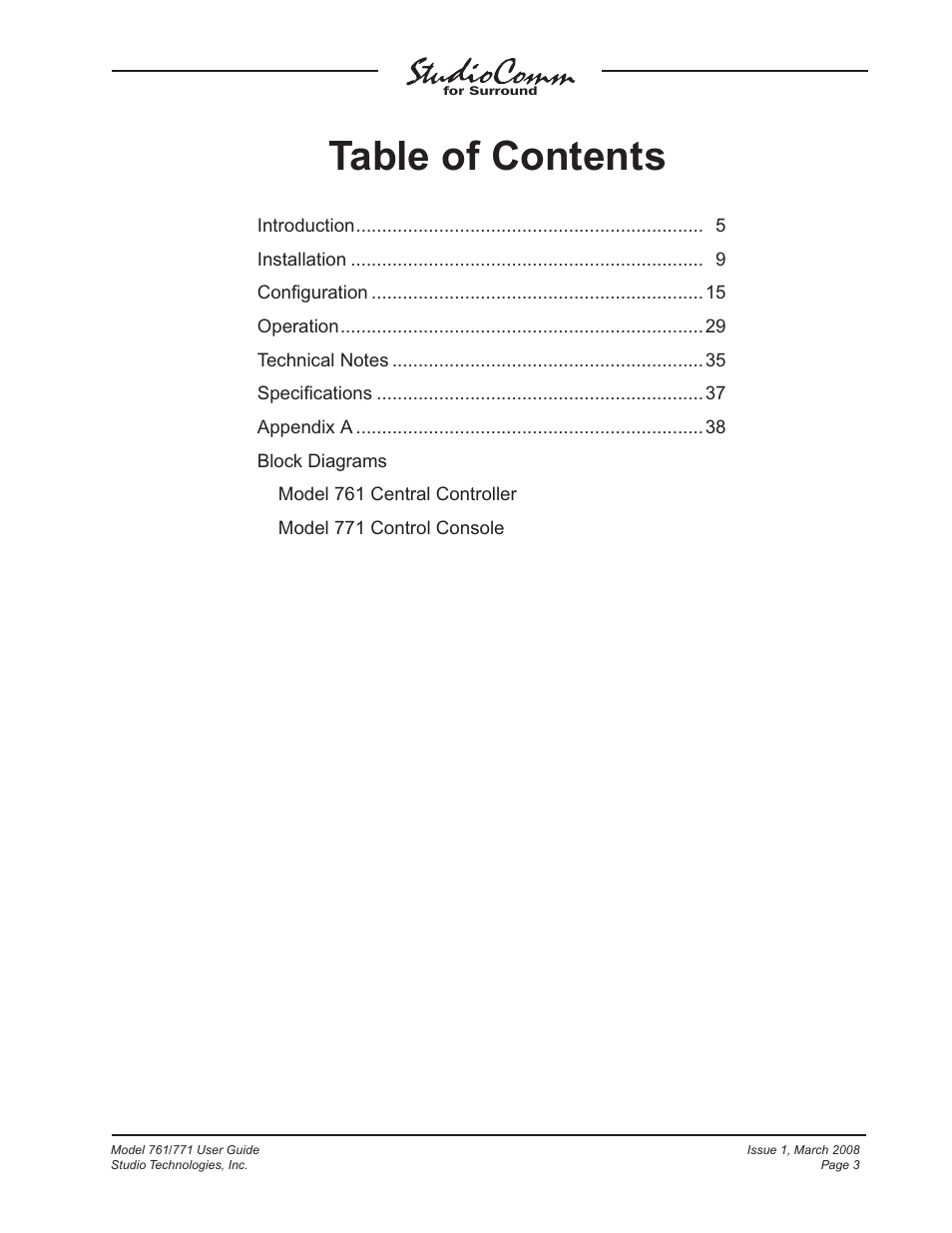 Studio Technologies 761 User Manual | Page 3 / 41
