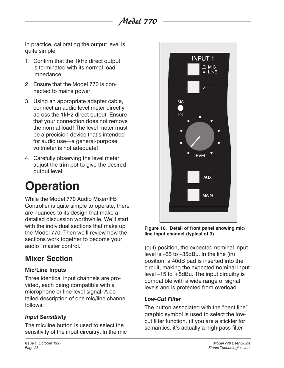 Operation, Model 770 | Studio Technologies 770 User Manual | Page 28 / 53