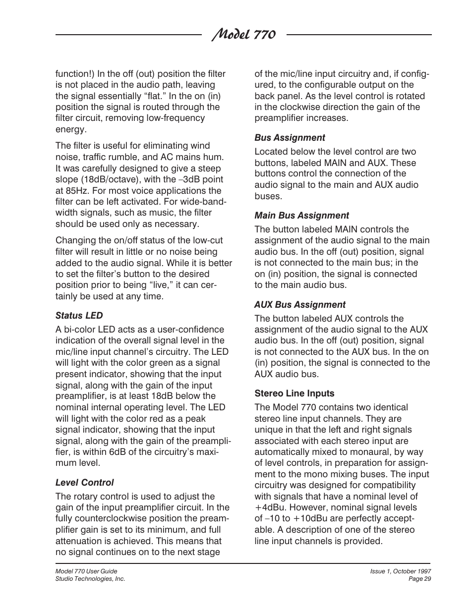 Model 770 | Studio Technologies 770 User Manual | Page 29 / 53