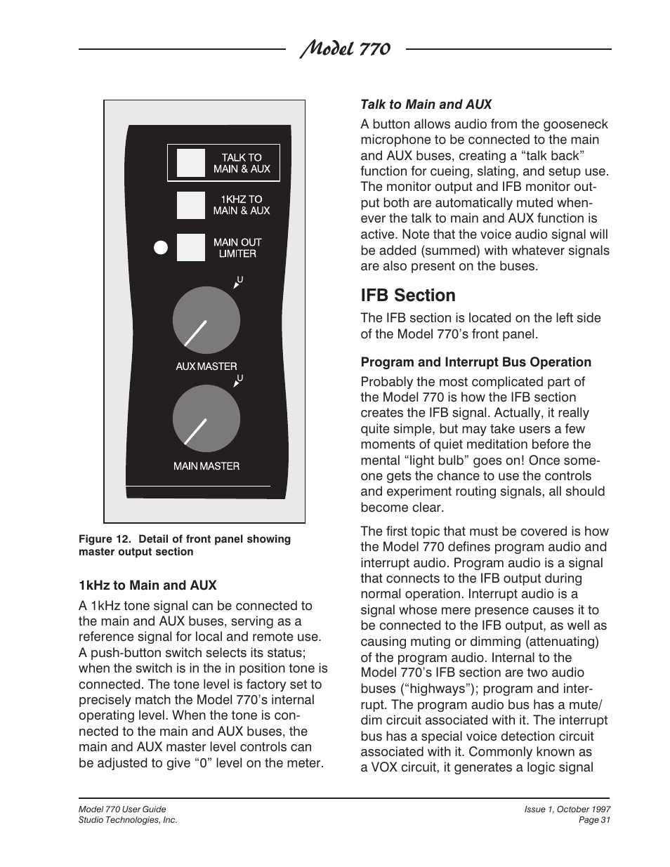 Model 770 | Studio Technologies 770 User Manual | Page 31 / 53