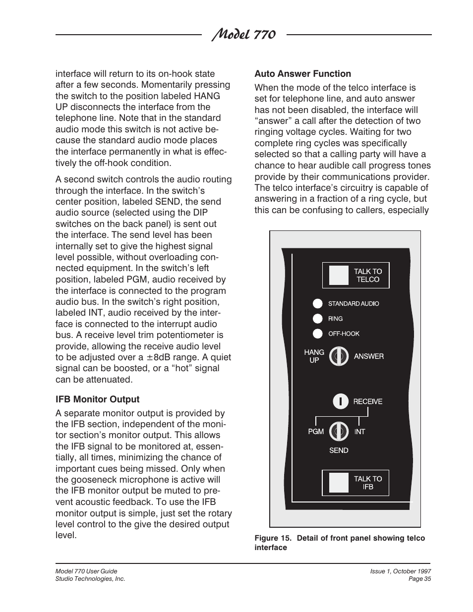 Model 770 | Studio Technologies 770 User Manual | Page 35 / 53
