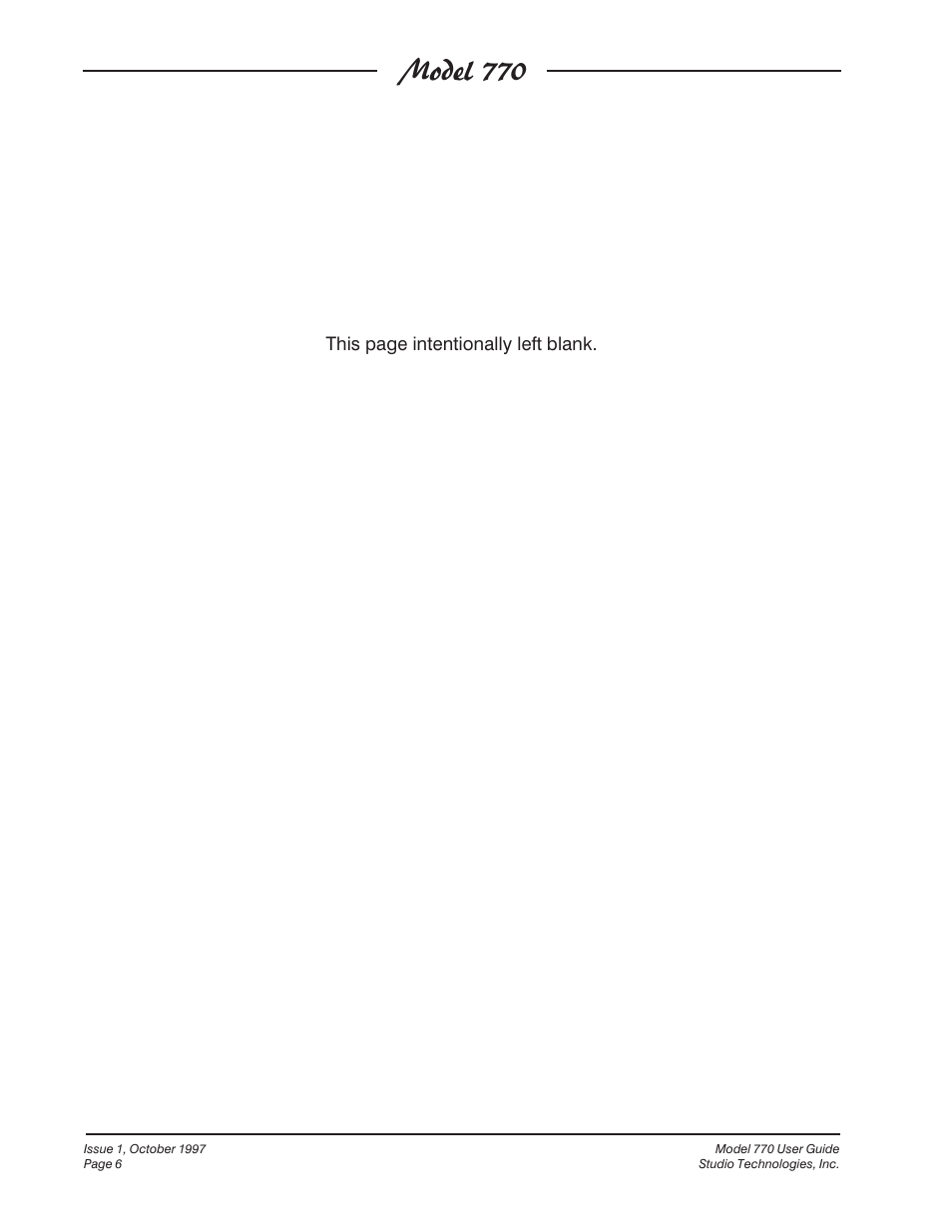 Model 770 | Studio Technologies 770 User Manual | Page 6 / 53