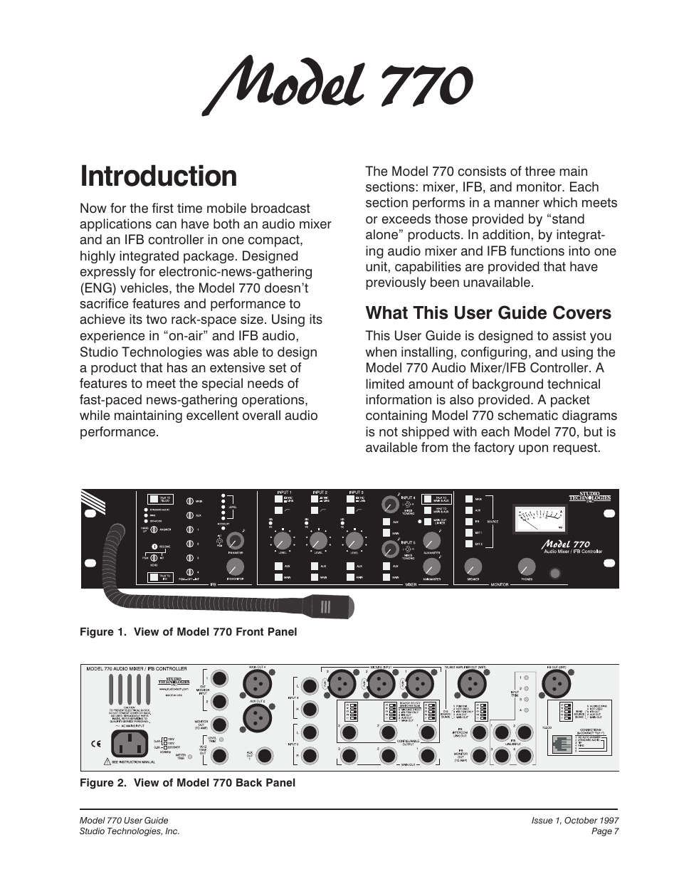 Introduction, Model 770, What this user guide covers | Studio Technologies 770 User Manual | Page 7 / 53