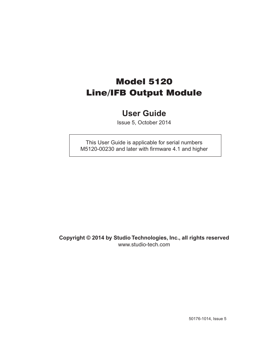 Studio Technologies 5120 2014 User Manual | 19 pages