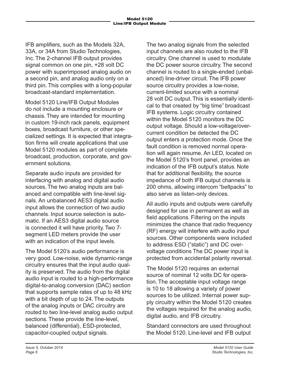 Studio Technologies 5120 2014 User Manual | Page 6 / 19