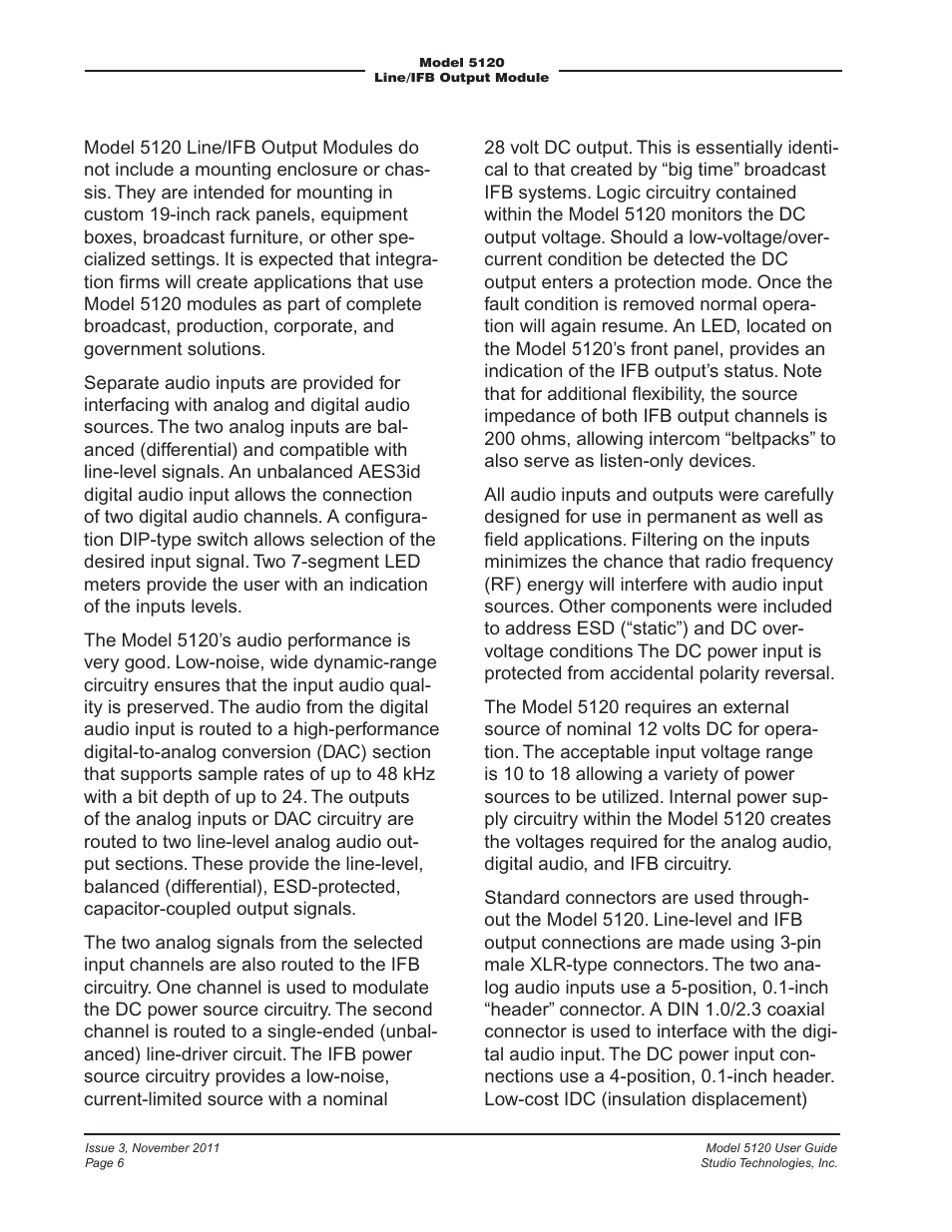 Studio Technologies 5120 2011 User Manual | Page 6 / 17