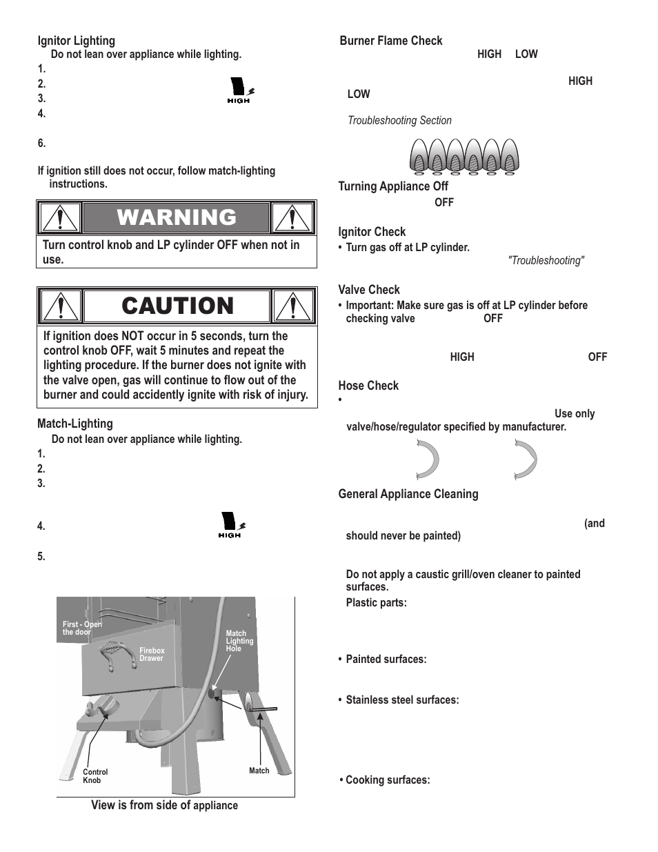 Caution, Warning | Char-Broil CB600X 10201597-50 User Manual | Page 8 / 24