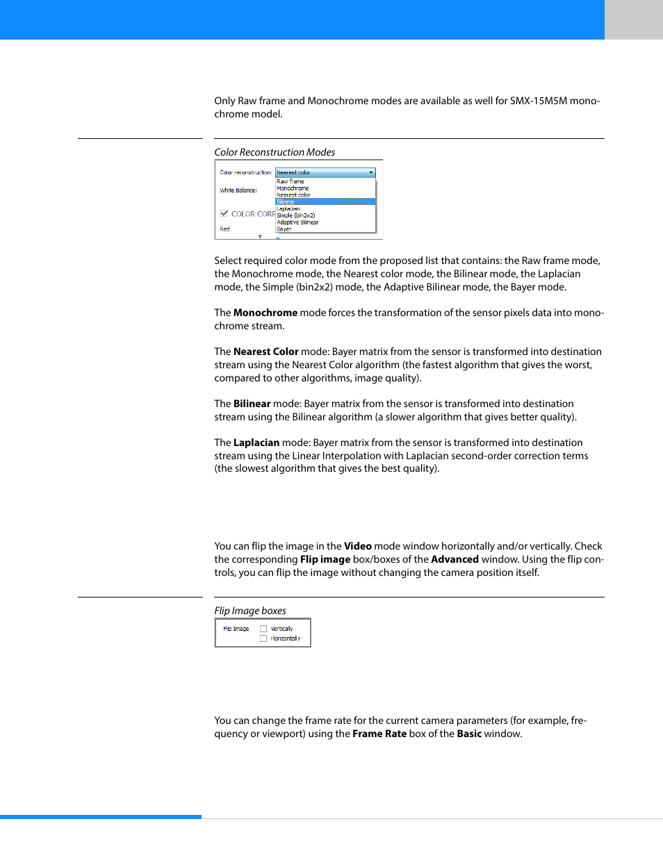2 flip image, 3 frame rate | Sumix SMX-15M5x User Manual | Page 37 / 60