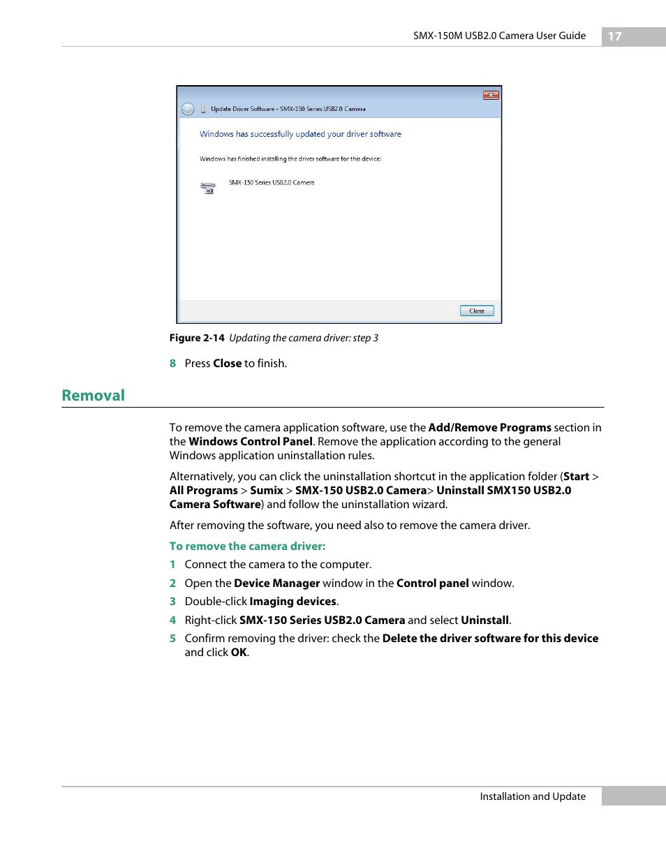 Removal | Sumix SMX-150M User Manual | Page 17 / 100