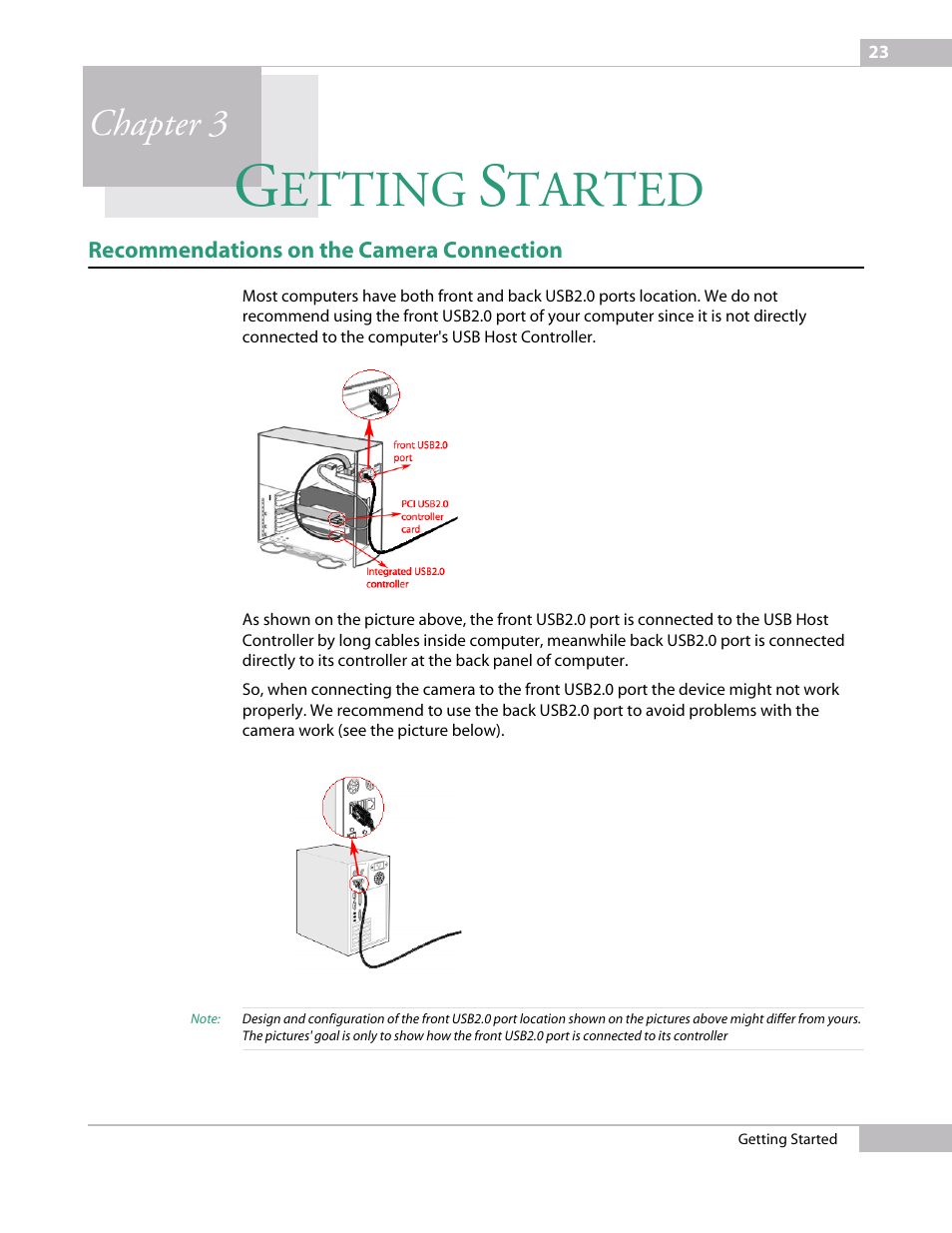 Getting started, Recommendations on the camera connection, Chapter 3 getting star | Etting, Tarted, Chapter 3 | Sumix SMX-150M User Manual | Page 23 / 100