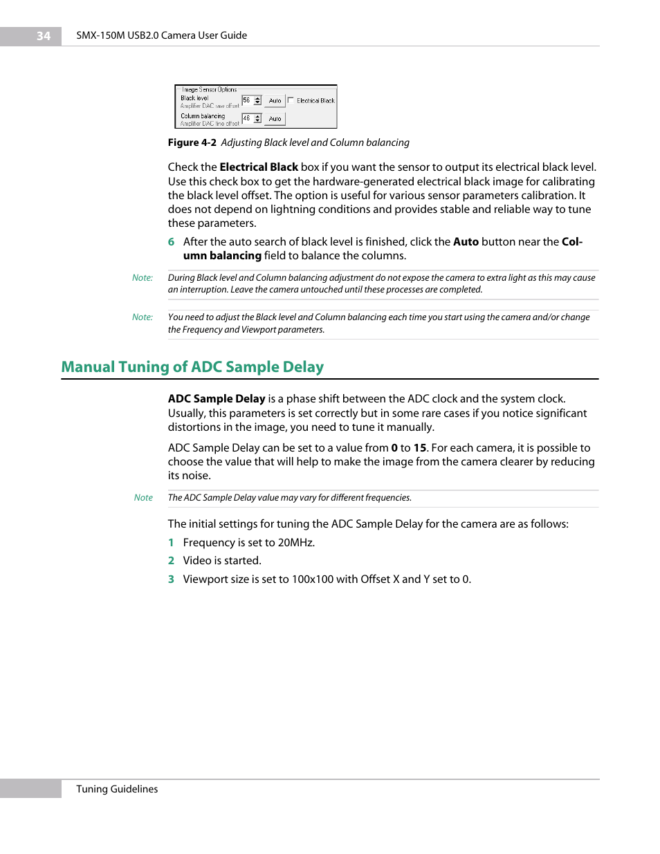 Manual tuning of adc sample delay | Sumix SMX-150M User Manual | Page 34 / 100