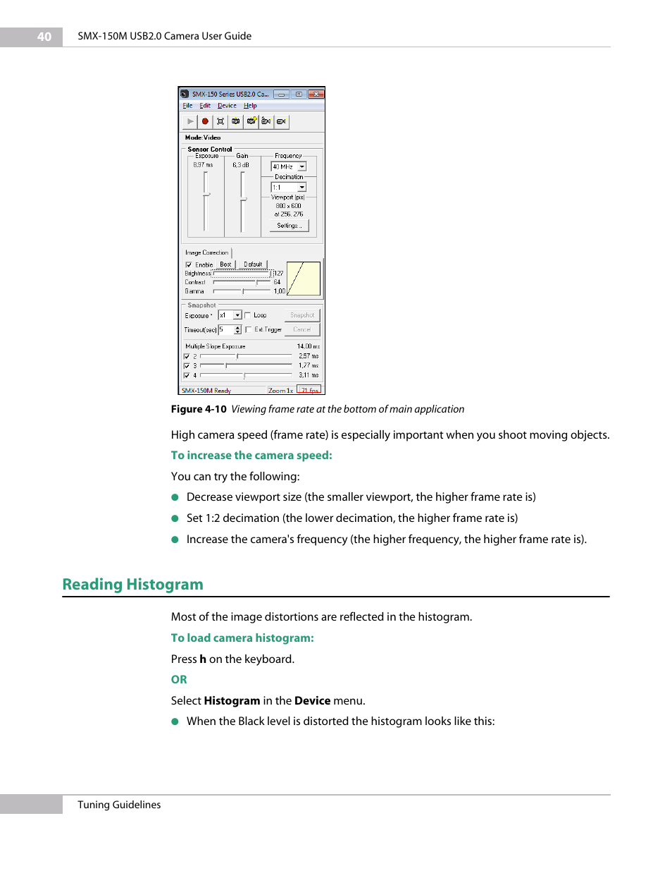 Reading histogram | Sumix SMX-150M User Manual | Page 40 / 100
