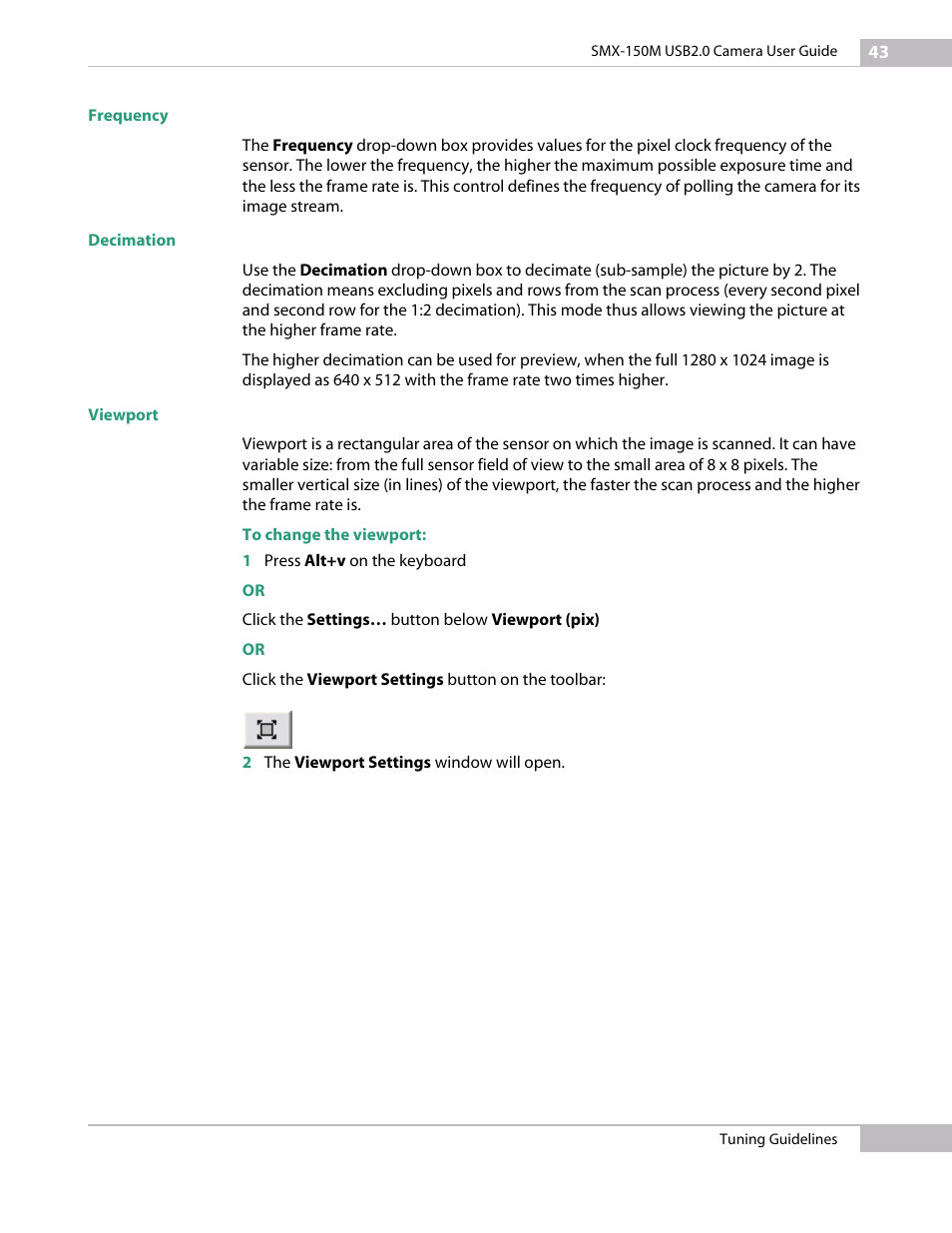 Frequency, Decimation, Viewport | Frequency decimation viewport | Sumix SMX-150M User Manual | Page 43 / 100