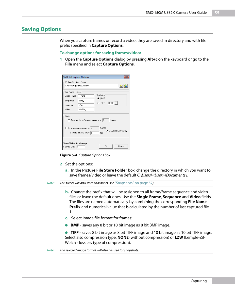 Saving options, Ng (see | Sumix SMX-150M User Manual | Page 55 / 100