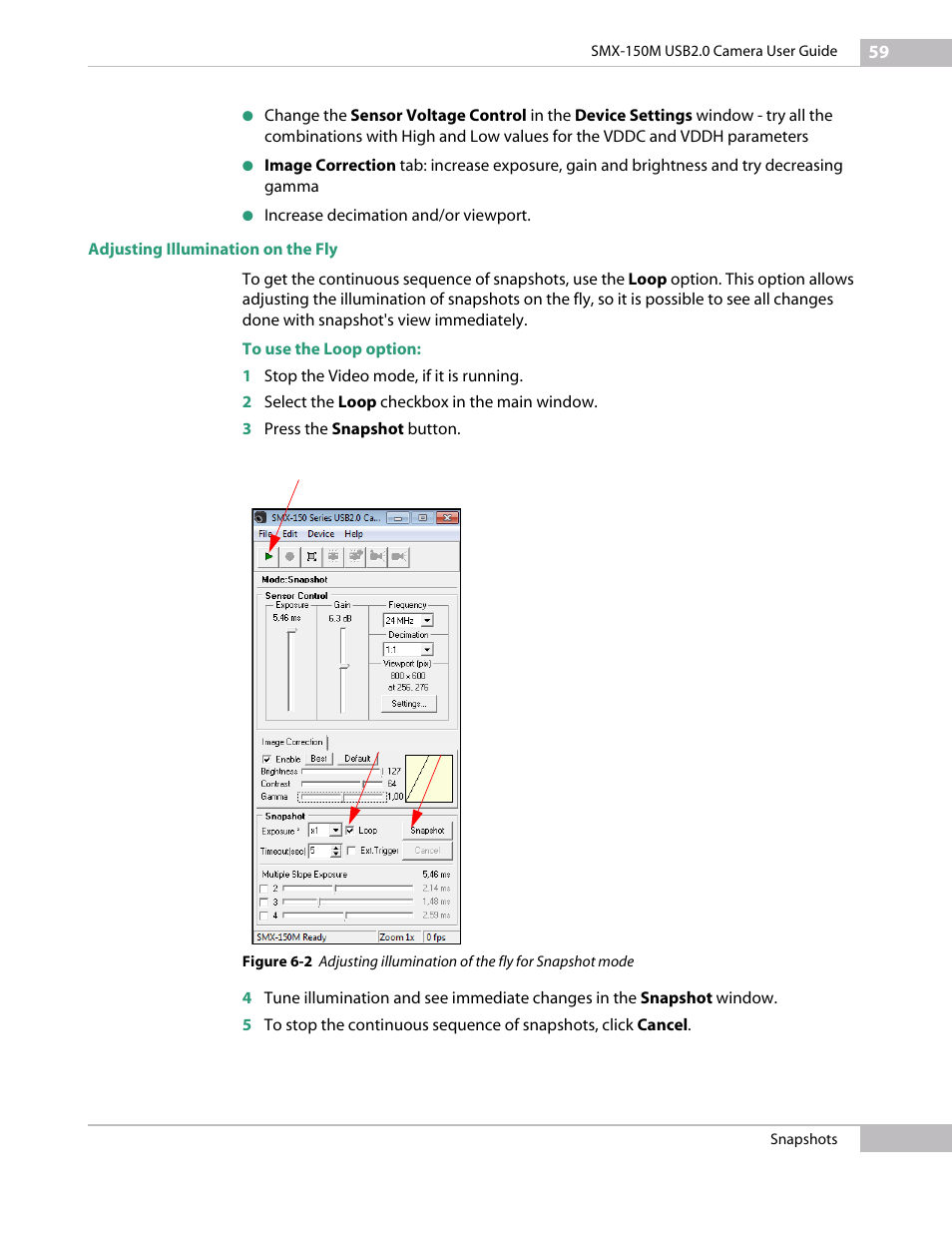 Adjusting illumination on the fly, Window (see | Sumix SMX-150M User Manual | Page 59 / 100