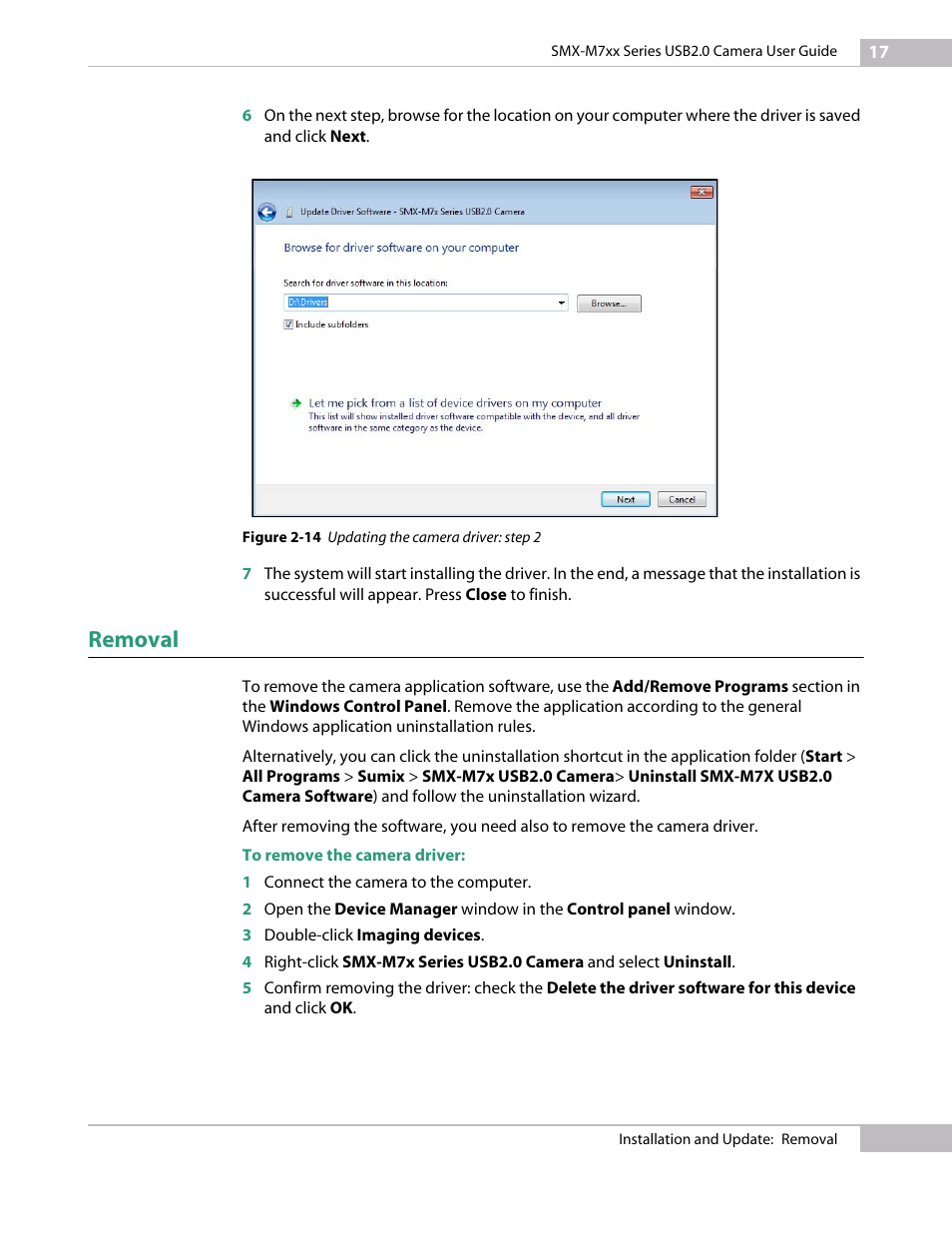 Removal | Sumix SMX-M7xx User Manual | Page 17 / 98