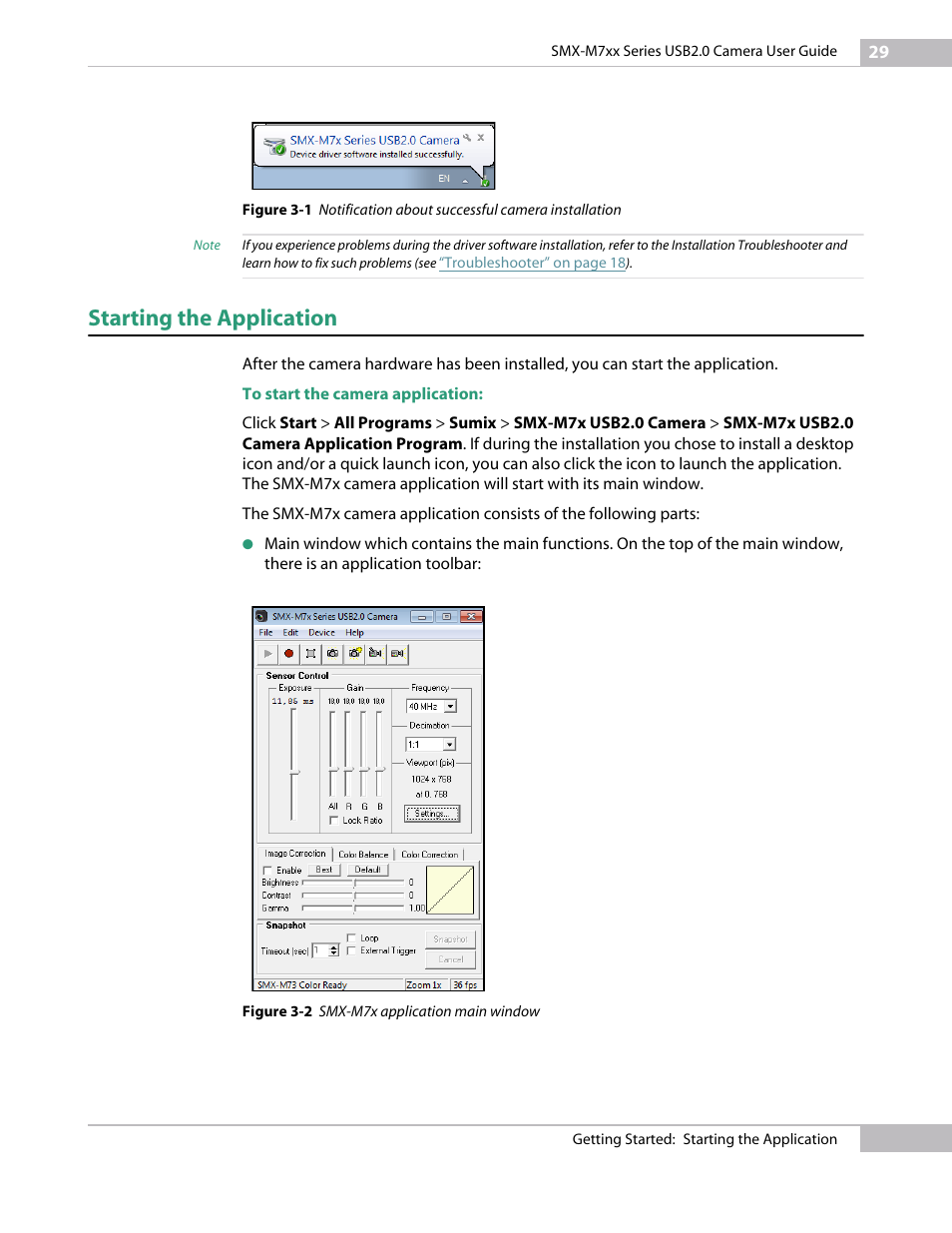 Starting the application | Sumix SMX-M7xx User Manual | Page 29 / 98