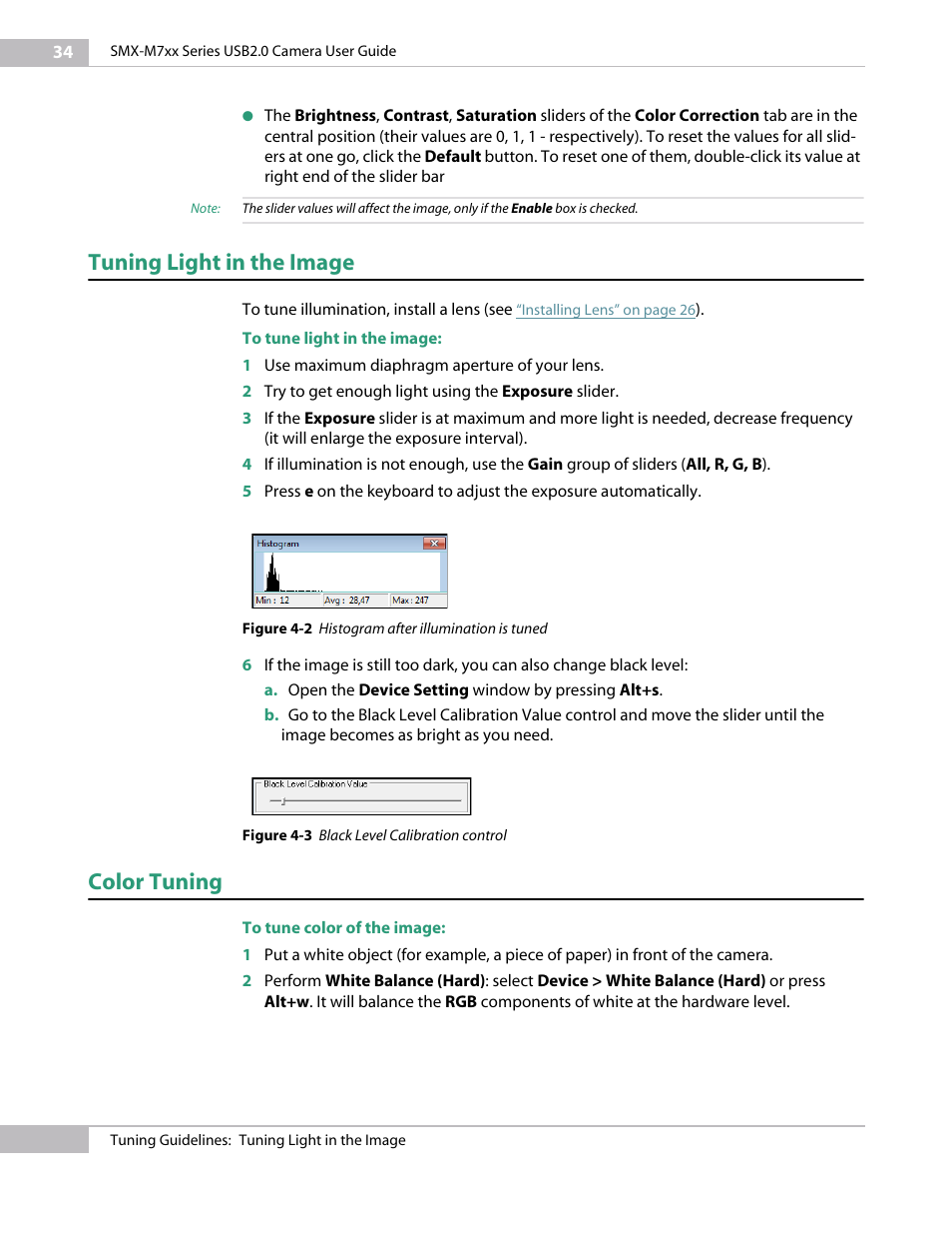 Tuning light in the image, Color tuning | Sumix SMX-M7xx User Manual | Page 34 / 98
