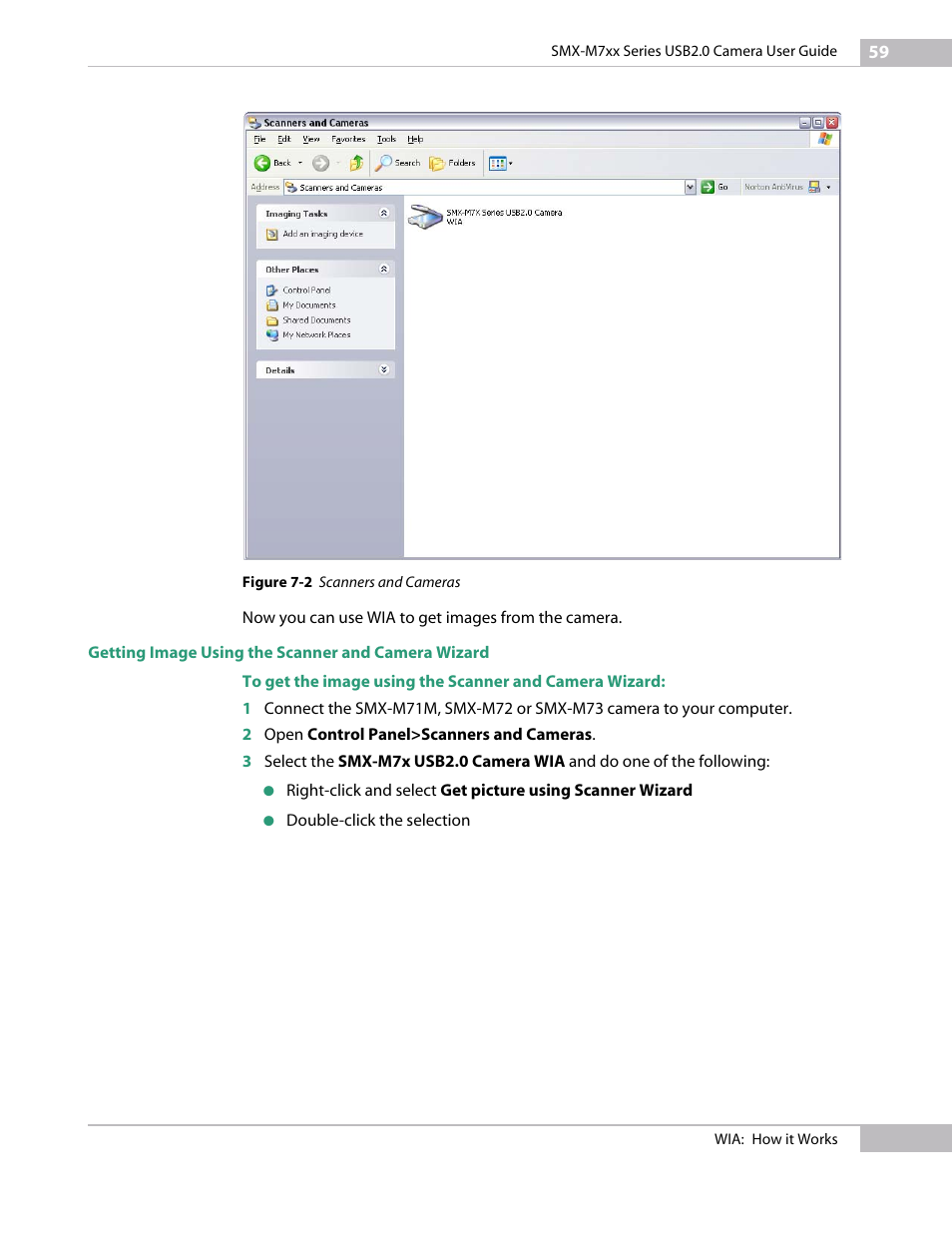 Getting image using the scanner and camera wizard | Sumix SMX-M7xx User Manual | Page 59 / 98