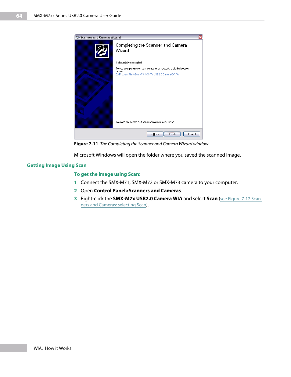 Getting image using scan | Sumix SMX-M7xx User Manual | Page 64 / 98