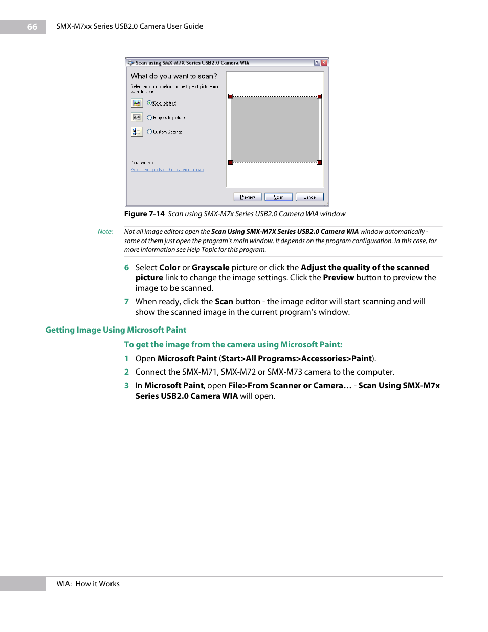Getting image using microsoft paint | Sumix SMX-M7xx User Manual | Page 66 / 98