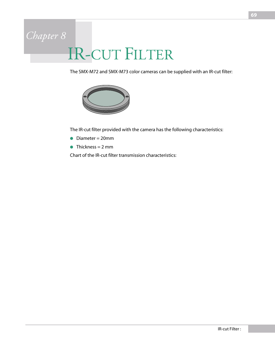 Ir-cut filter, Chapter 8 ir-cu, Ilter | Chapter 8 | Sumix SMX-M7xx User Manual | Page 69 / 98