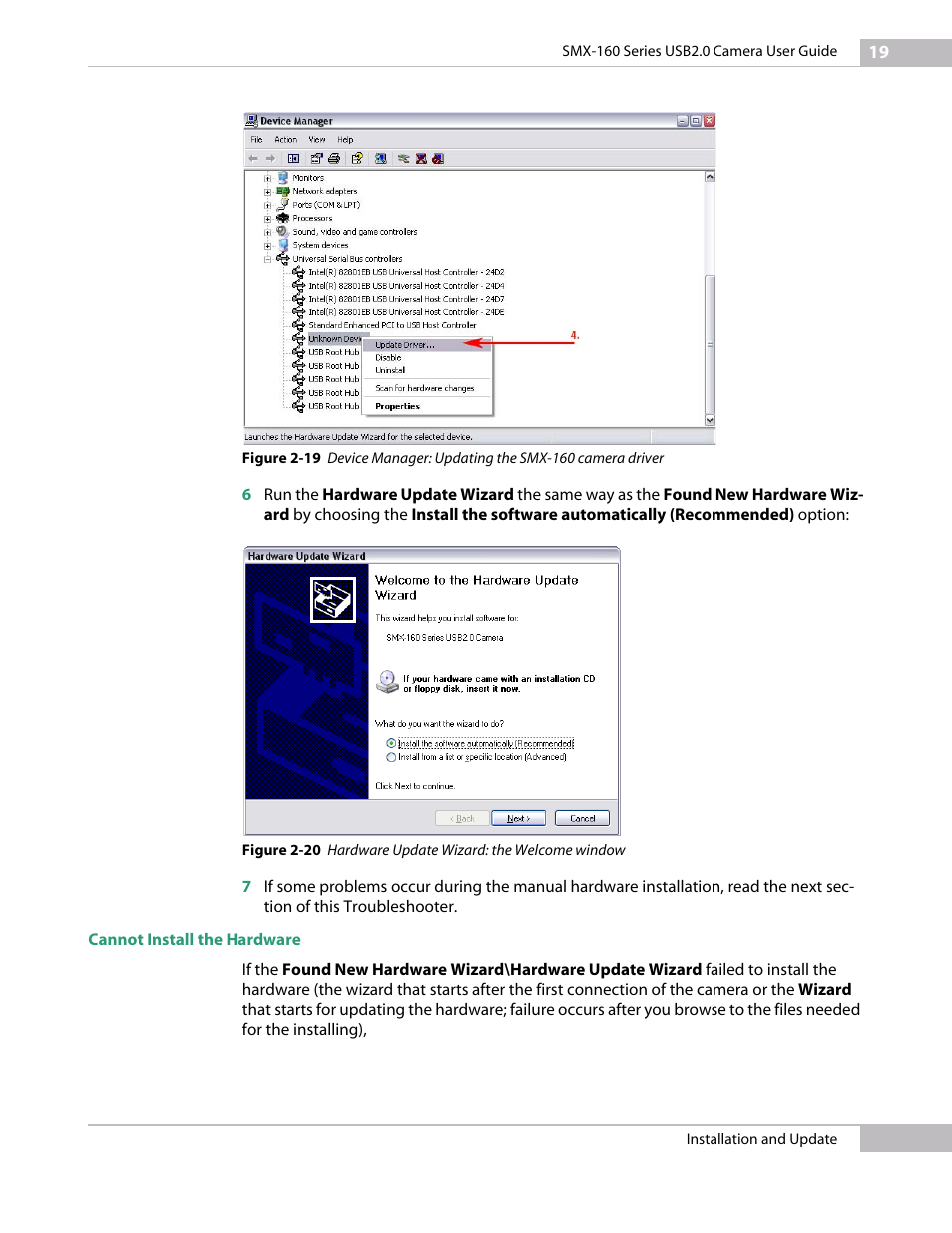 Cannot install the hardware | Sumix SMX-160x User Manual | Page 19 / 80