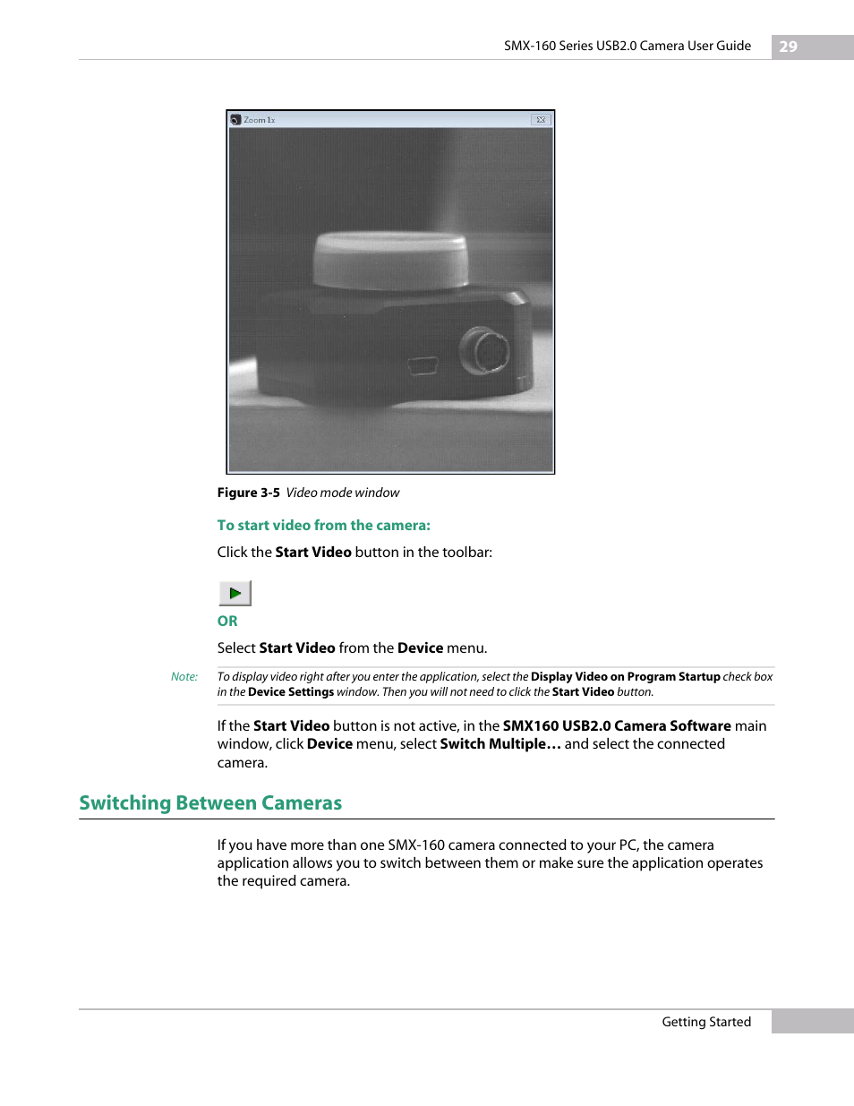 Switching between cameras | Sumix SMX-160x User Manual | Page 29 / 80