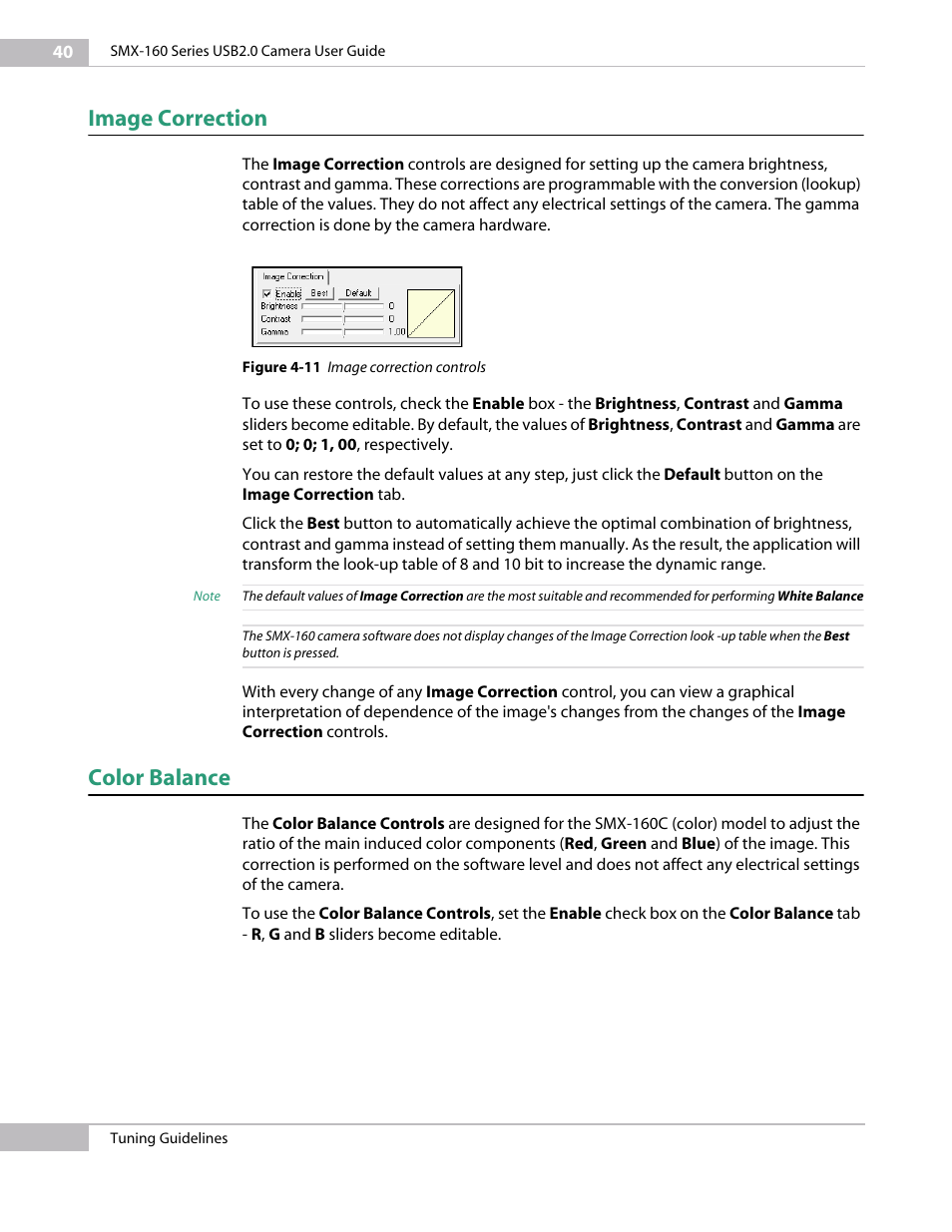 Image correction, Color balance | Sumix SMX-160x User Manual | Page 40 / 80