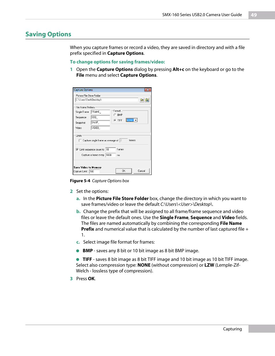 Saving options, Ng (see | Sumix SMX-160x User Manual | Page 49 / 80