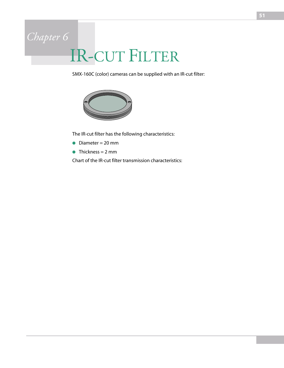 Ir-cut filter, Chapter 6 ir-cu, Ilter | Chapter 6 | Sumix SMX-160x User Manual | Page 51 / 80